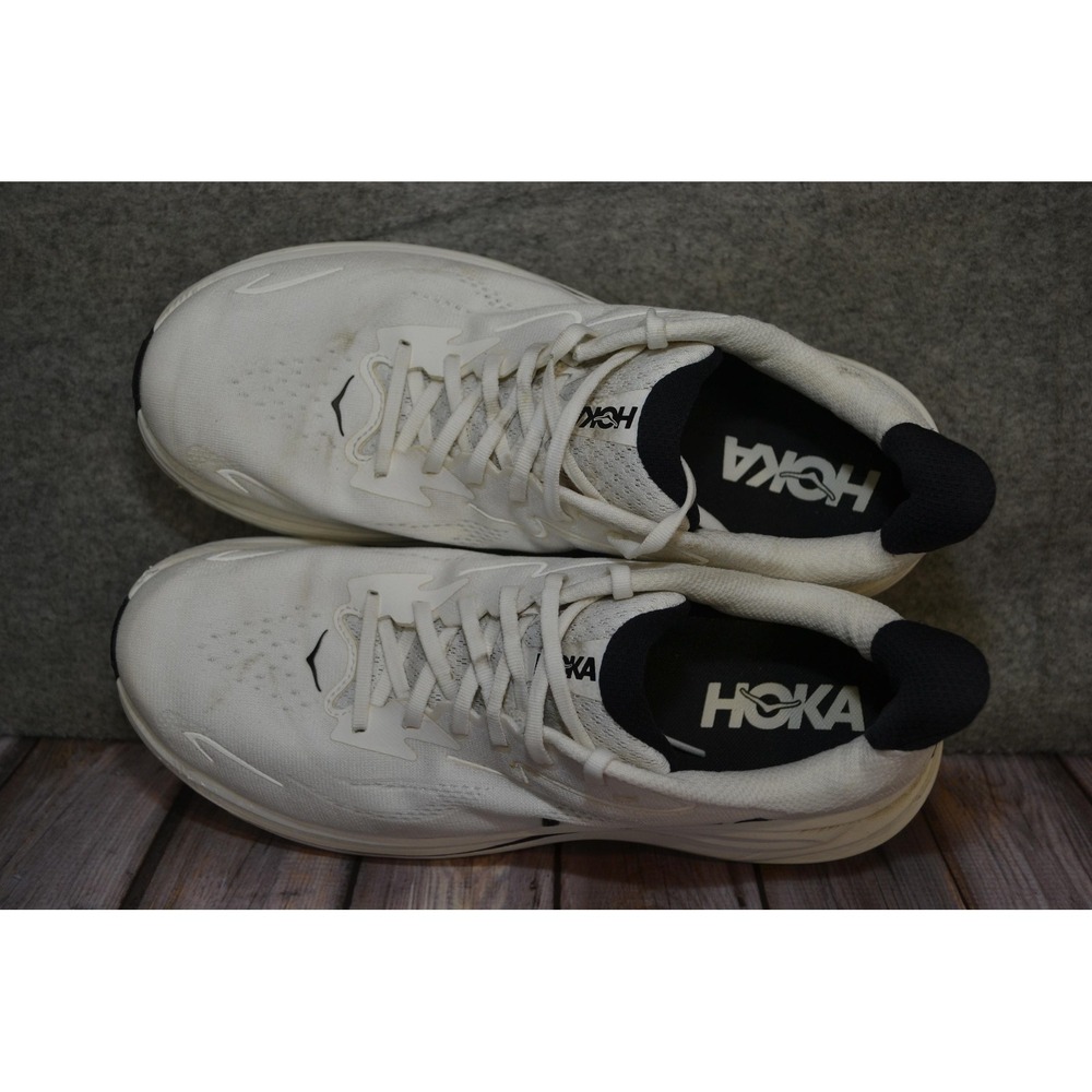 Hoka One One Clifton 10 Shoes Mens 11.5 D White Mesh Running Road GYM Sneakers - Picture 10 of 16